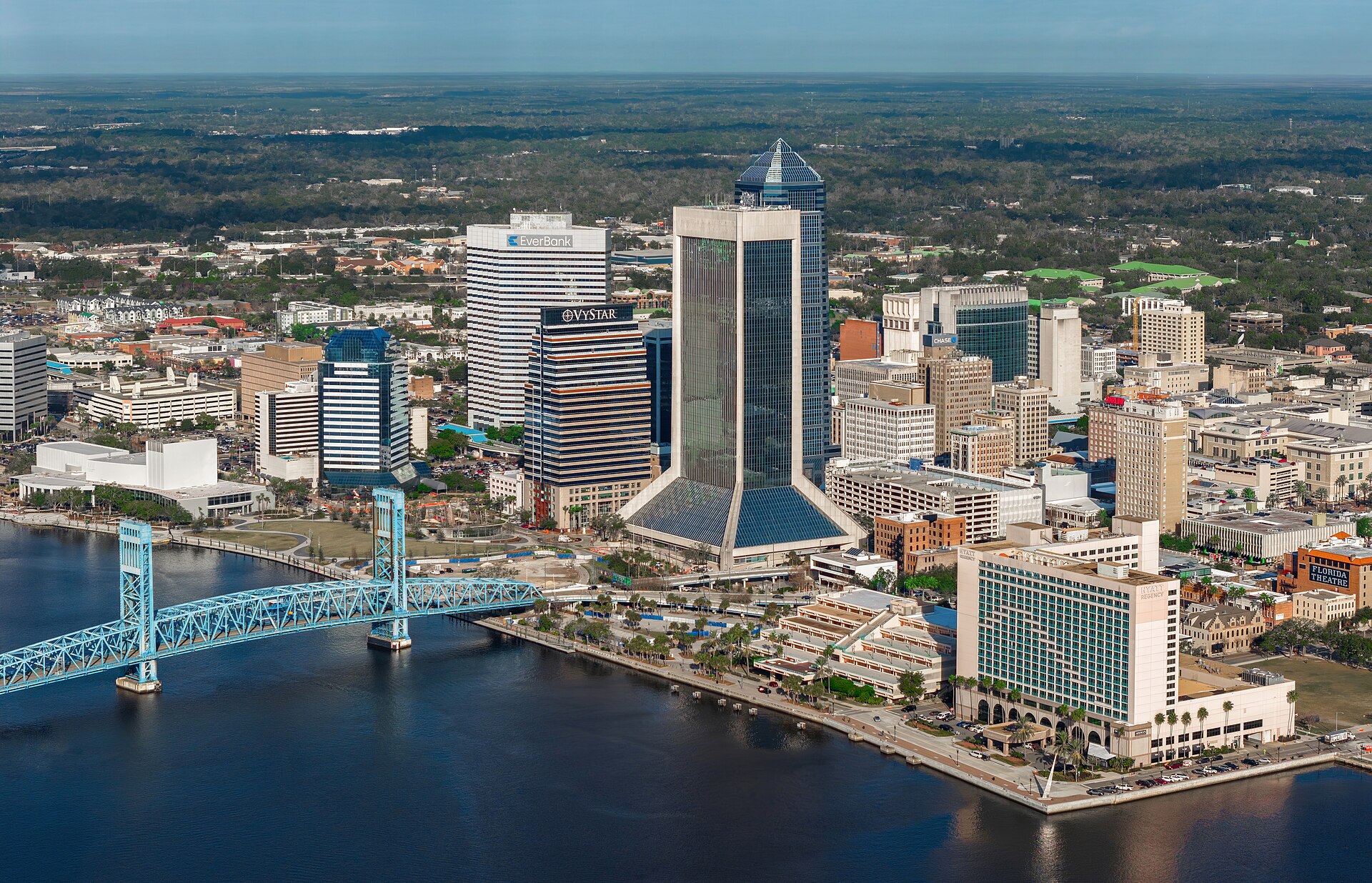 Jacksonville, Florida skyline along the St. Johns River, the service area for First Coast Water Restoration